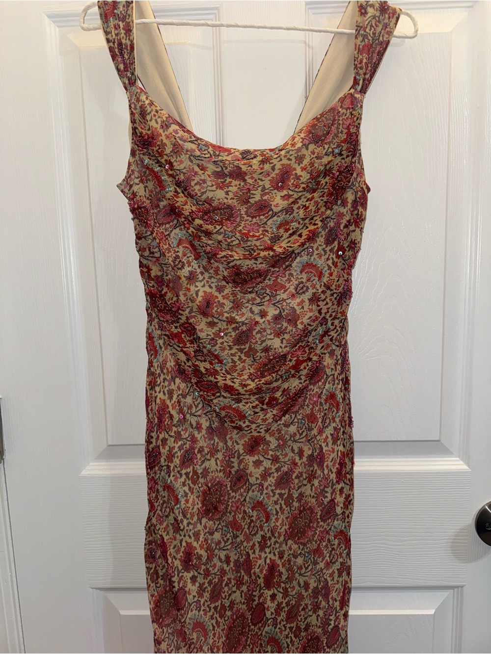 Y2K Kay Unger embellished beaded floral 100% silk gown maxi dress - Picture 3 of 6